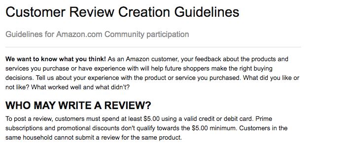 Customer review guidelines
