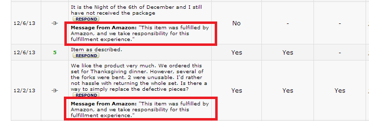 Amazon feedback