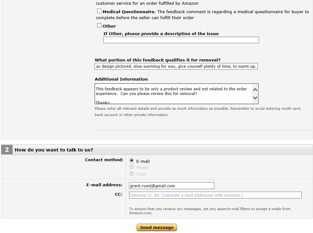 Amazon feedback