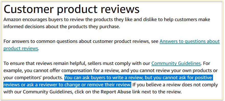 Customer product reviews