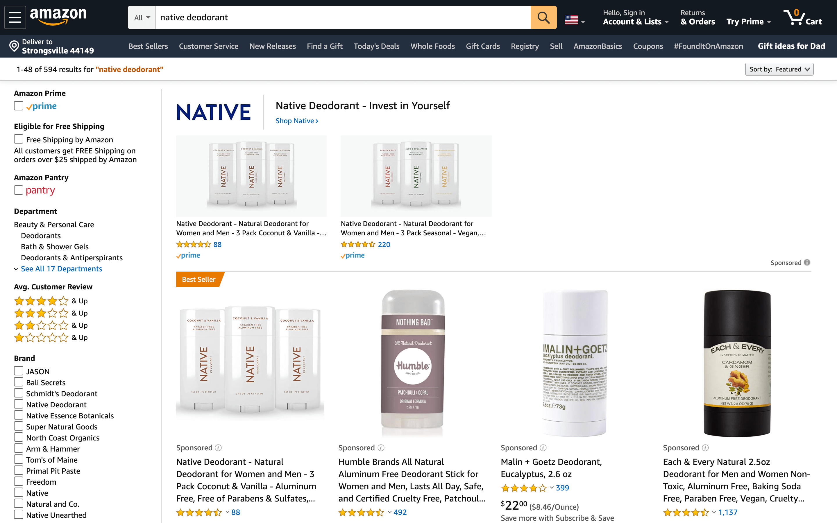 Amazon native deodorant
